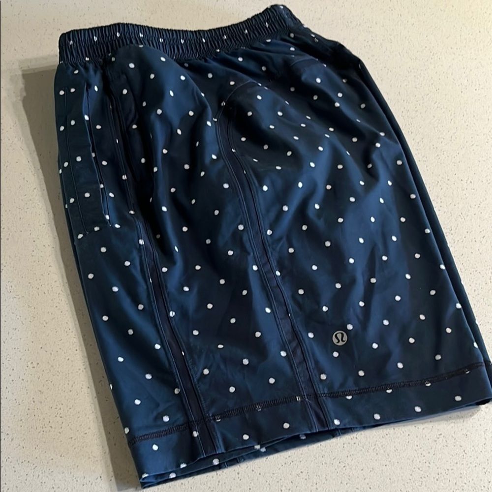 Lululemon Blue and White Lined Polka Dot Athletic Casual Shorts Men’s L - Picture 7 of 9